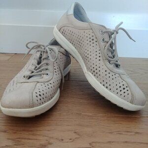 Josef Seibel 38 neutral nude blush tan pink silver perforated sneakers